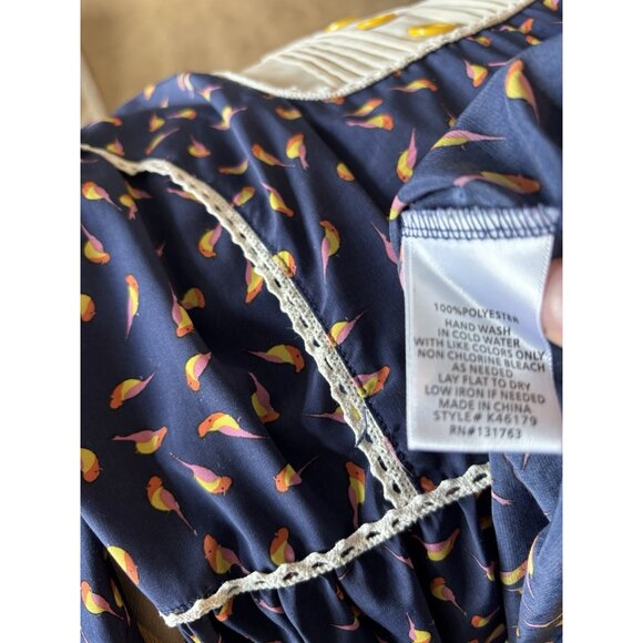 MODCLOTH Early Bird Dress Size L Bow Bib Button Retro Artsy Teacher Cottage - Picture 7 of 16